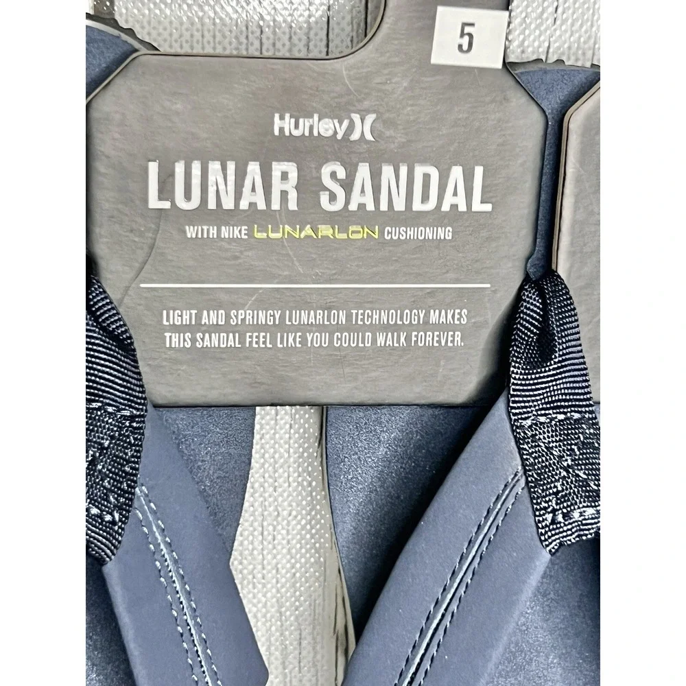 Hurley Lunar Sandal Navy Blue Youth‎ Size 5Y BQ3186-451 Lunarlon Cushioning